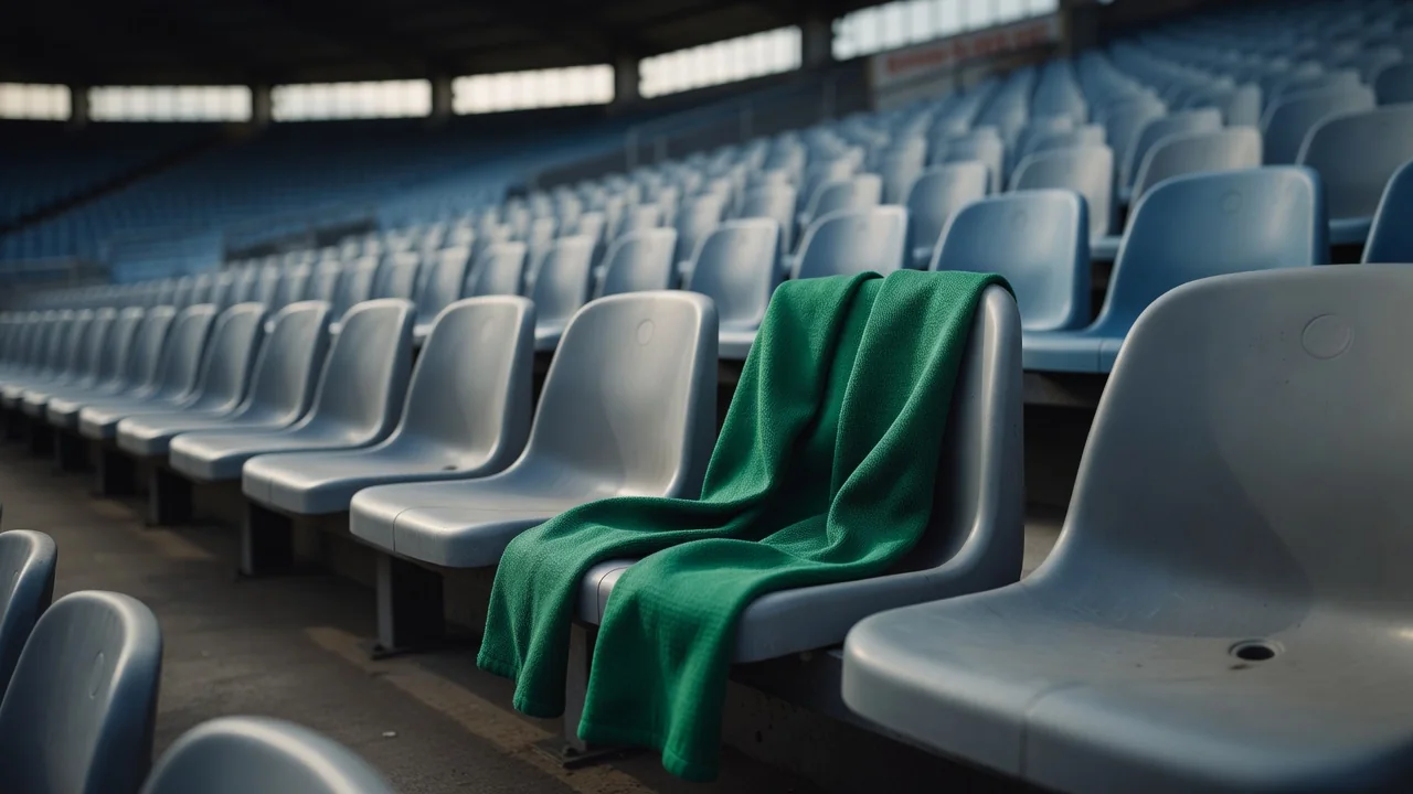 10 errori dei principianti nelle scommesse sportive (e come evitarli) Sciarpa da tifo verde abbandonata sui seggiolini di una tribuna vuota